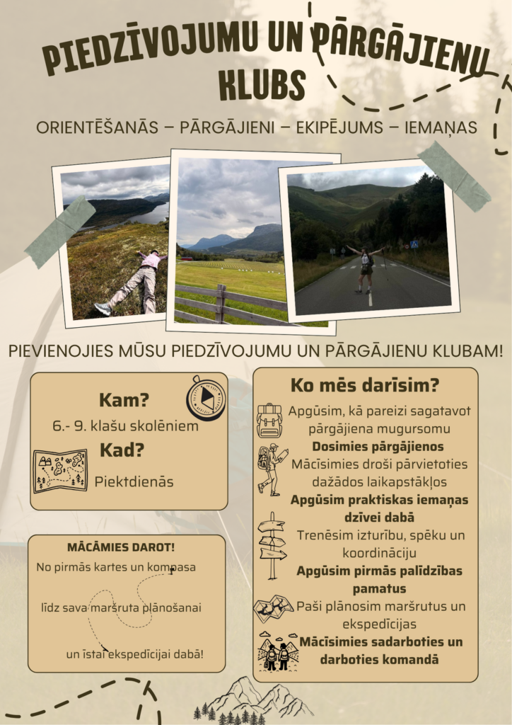 piedzīvojumu un pārgājienu kluba afiša